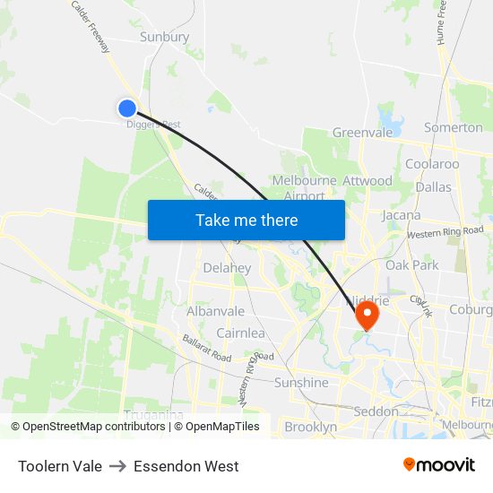 Toolern Vale to Essendon West map