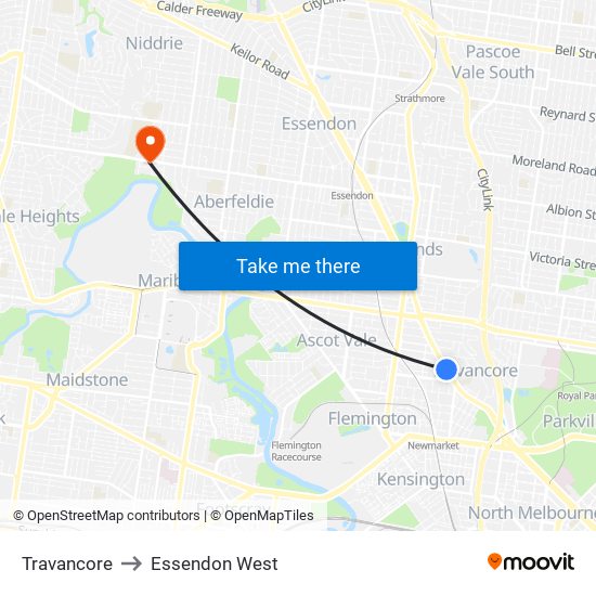 Travancore to Essendon West map