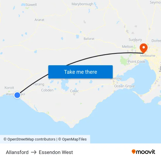 Allansford to Essendon West map