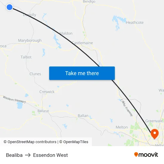 Bealiba to Essendon West map