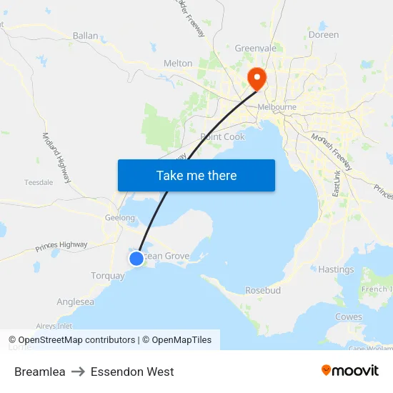 Breamlea to Essendon West map