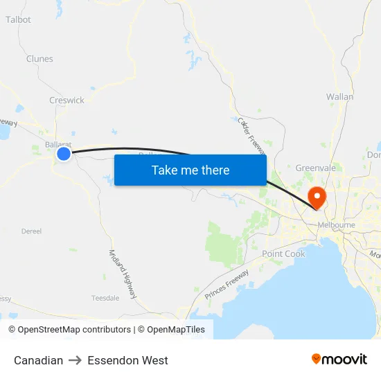 Canadian to Essendon West map