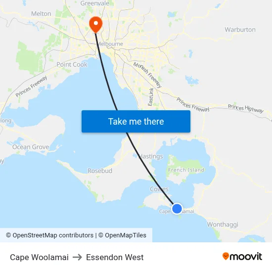 Cape Woolamai to Essendon West map