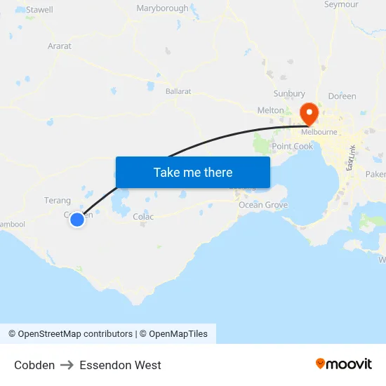 Cobden to Essendon West map