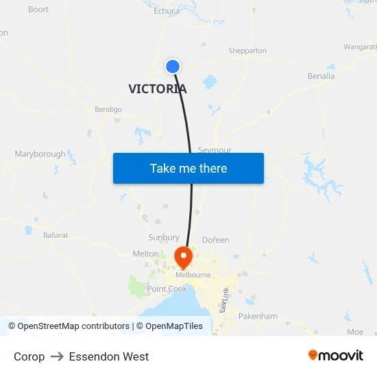 Corop to Essendon West map