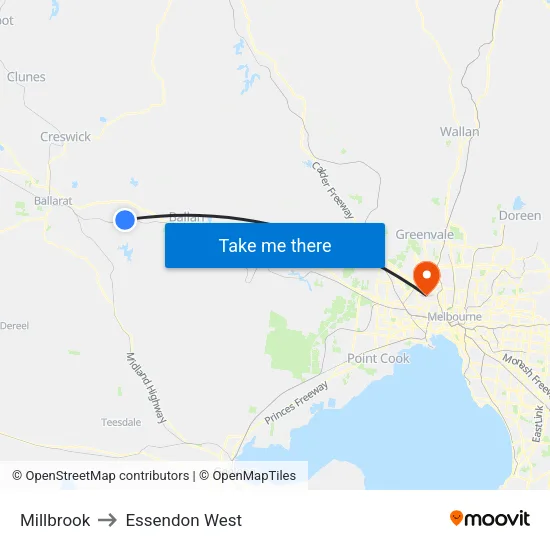 Millbrook to Essendon West map