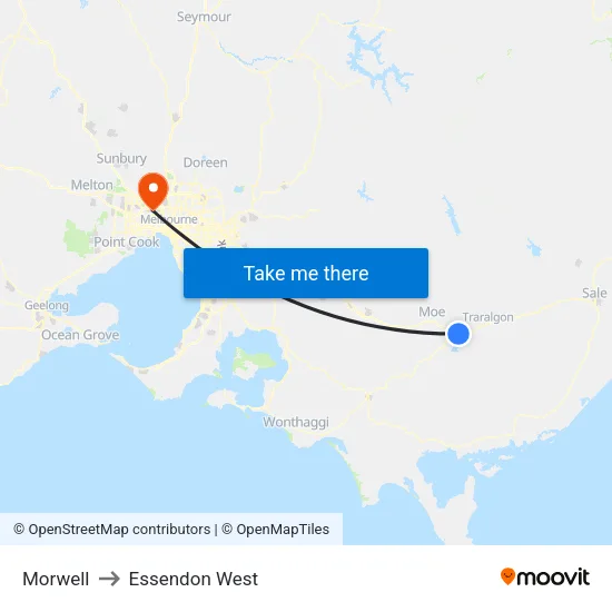 Morwell to Essendon West map