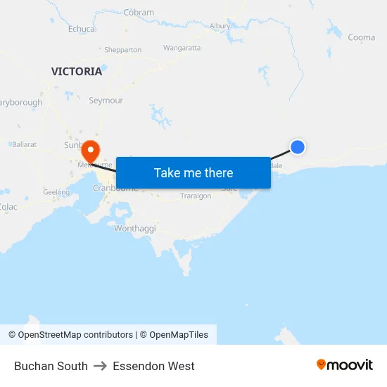 Buchan South to Essendon West map