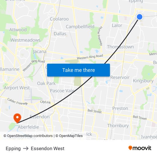 Epping to Essendon West map