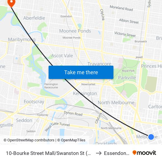 10-Bourke Street Mall/Swanston St (Melbourne City) to Essendon West map