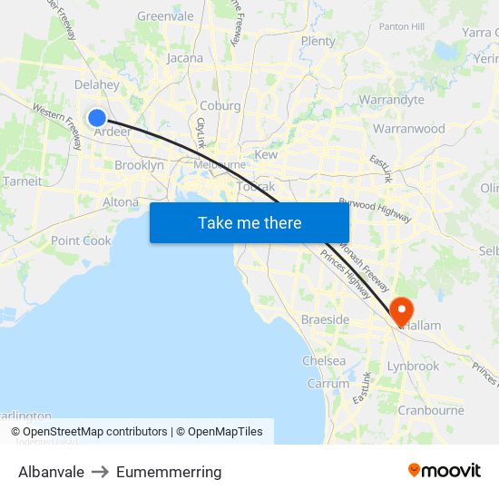 Albanvale to Eumemmerring map