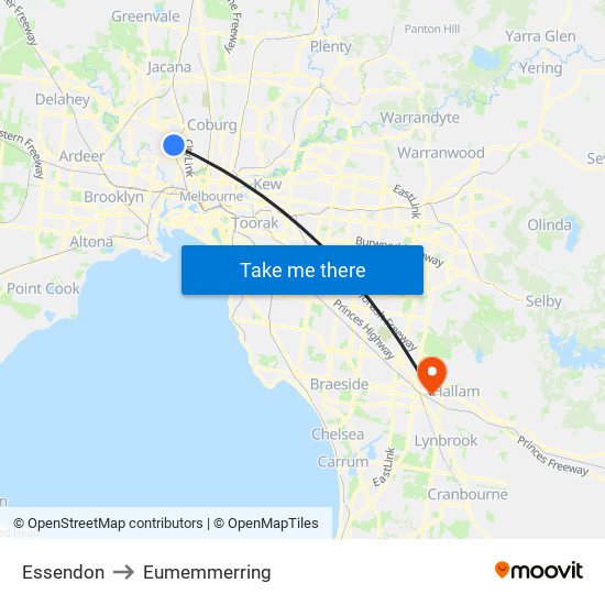 Essendon to Eumemmerring map