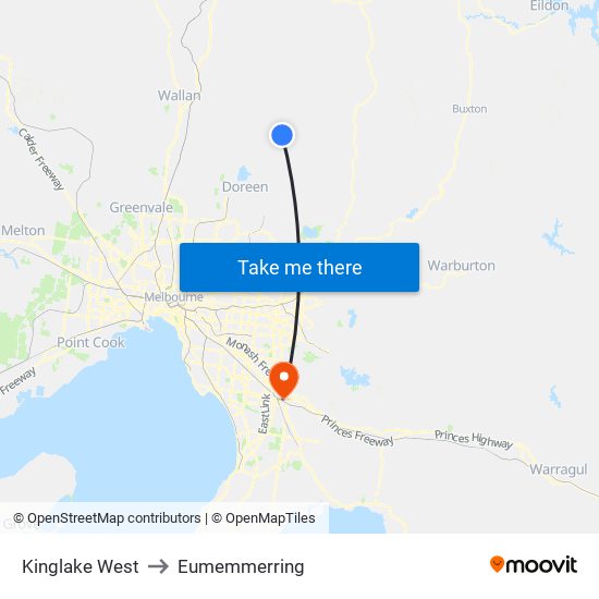 Kinglake West to Eumemmerring map