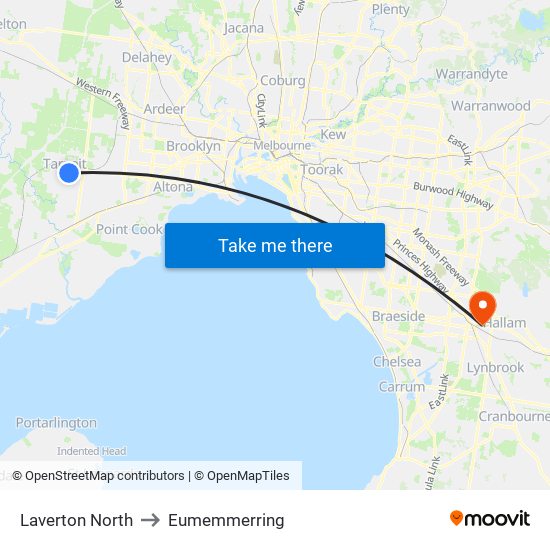 Laverton North to Eumemmerring map