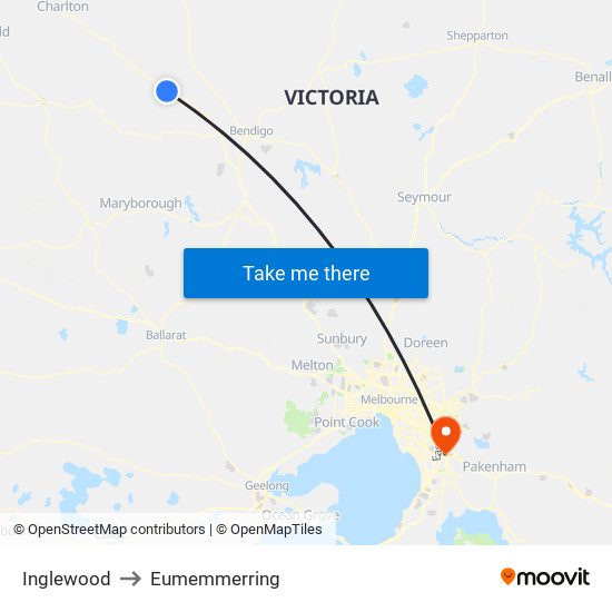 Inglewood to Eumemmerring map