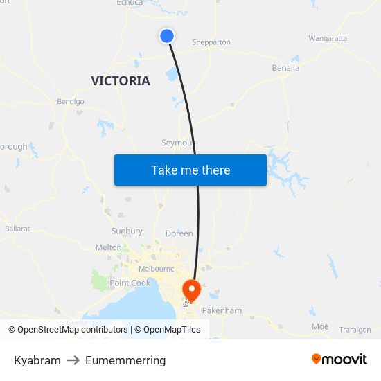 Kyabram to Eumemmerring map