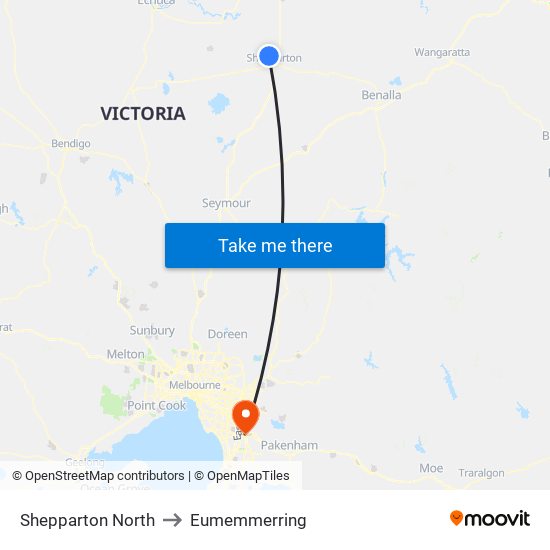 Shepparton North to Eumemmerring map