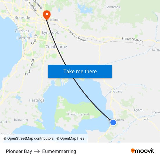 Pioneer Bay to Eumemmerring map