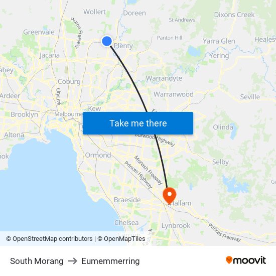 South Morang to Eumemmerring map