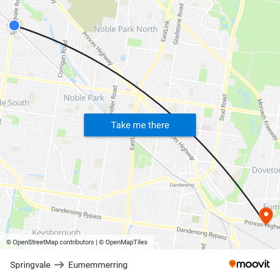 Springvale to Eumemmerring map