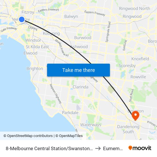 8-Melbourne Central Station/Swanston St (Melbourne City) to Eumemmerring map