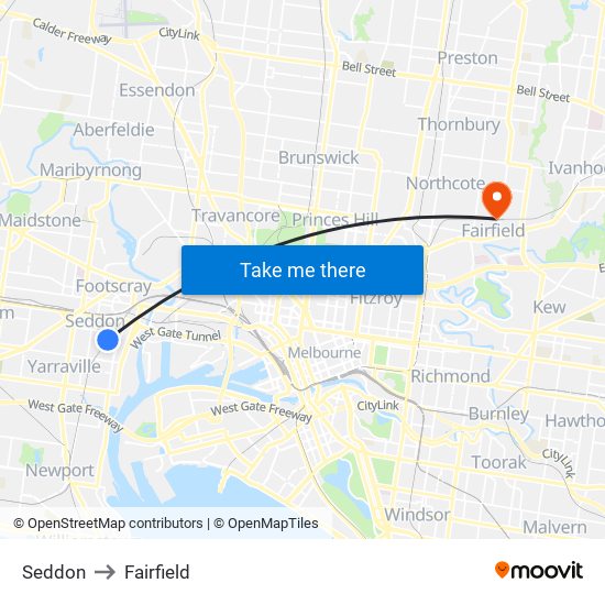 Seddon to Fairfield map