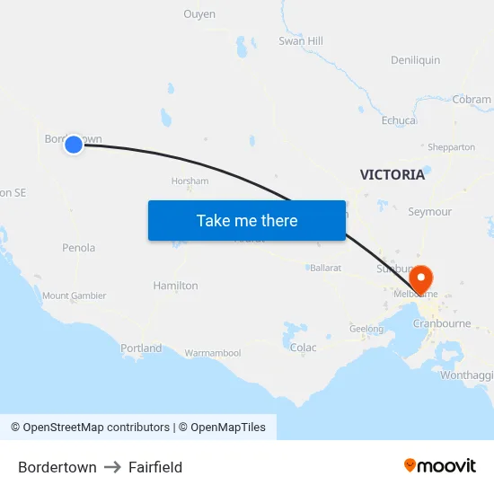 Bordertown to Fairfield map