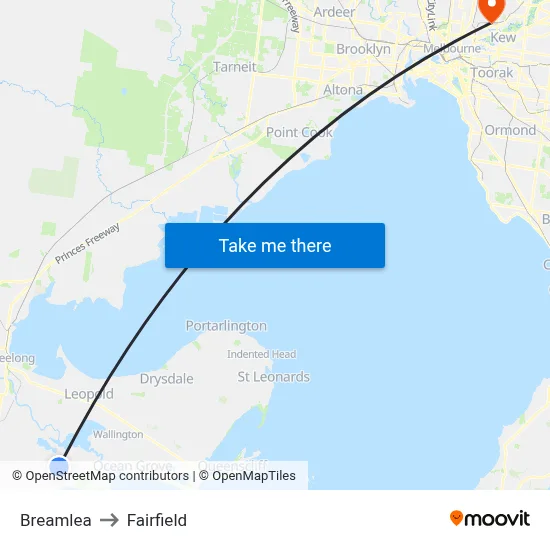 Breamlea to Fairfield map