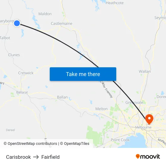 Carisbrook to Fairfield map