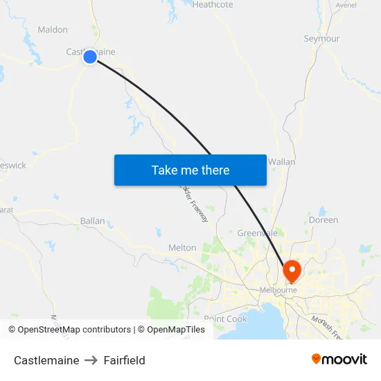 Castlemaine to Fairfield map