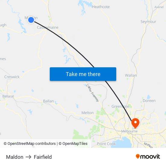 Maldon to Fairfield map