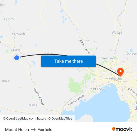 Mount Helen to Fairfield map