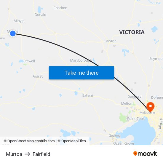 Murtoa to Fairfield map