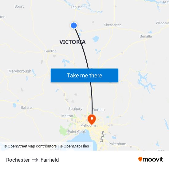 Rochester to Fairfield map