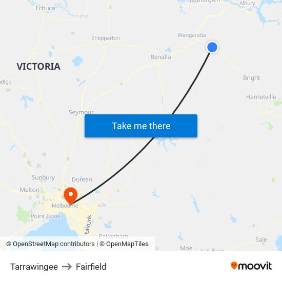 Tarrawingee to Fairfield map