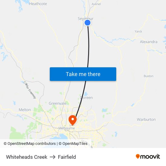 Whiteheads Creek to Fairfield map