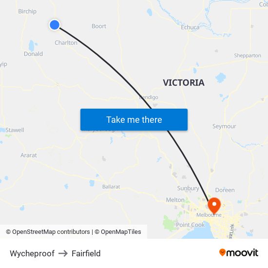 Wycheproof to Fairfield map