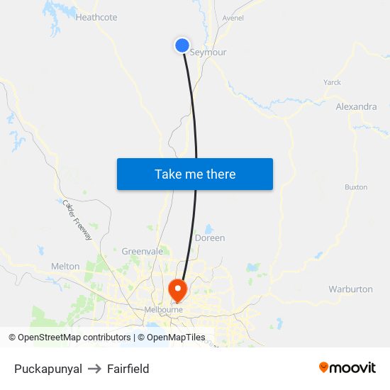 Puckapunyal to Fairfield map