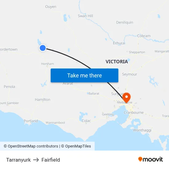 Tarranyurk to Fairfield map