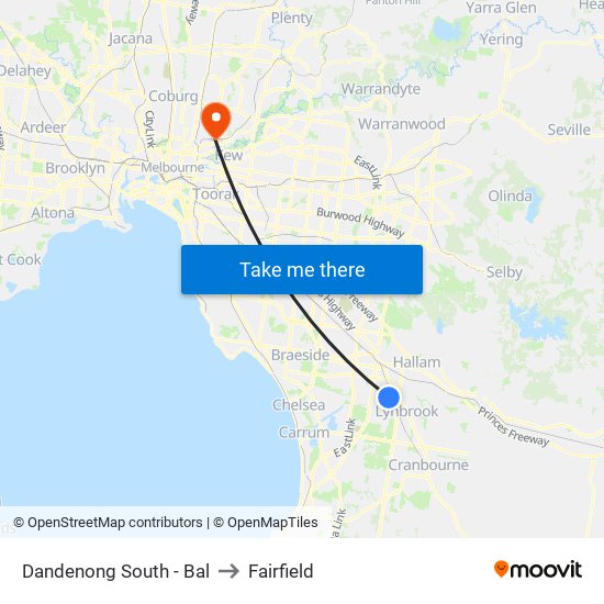 Dandenong South - Bal to Fairfield map