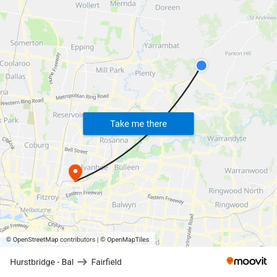 Hurstbridge - Bal to Fairfield map