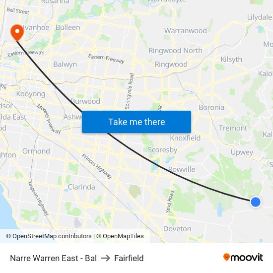Narre Warren East - Bal to Fairfield map