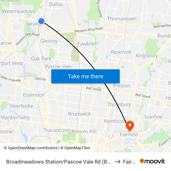 Broadmeadows Station/Pascoe Vale Rd (Broadmeadows) to Fairfield map