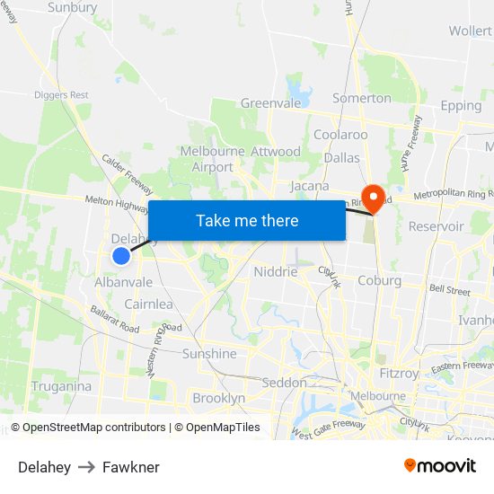 Delahey to Fawkner map