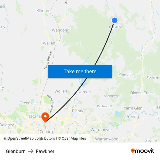 Glenburn to Fawkner map