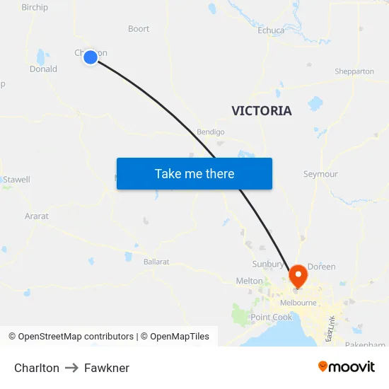 Charlton to Fawkner map