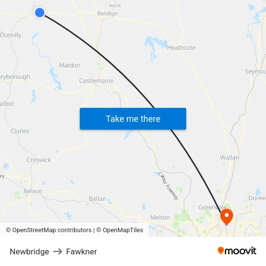 Newbridge to Fawkner map