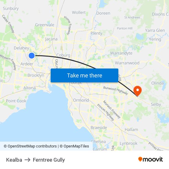 Kealba to Ferntree Gully map