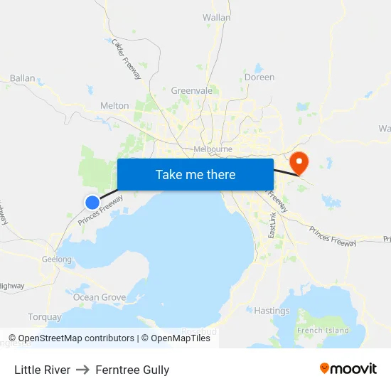 Little River to Ferntree Gully map