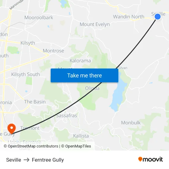 Seville to Ferntree Gully map